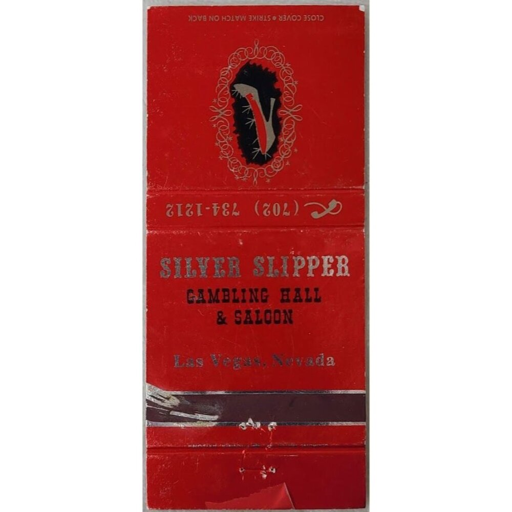 Vintage Matchbook Cover Silver Slipper Gambling Hall Saloon Las Vegas NV Nevada
